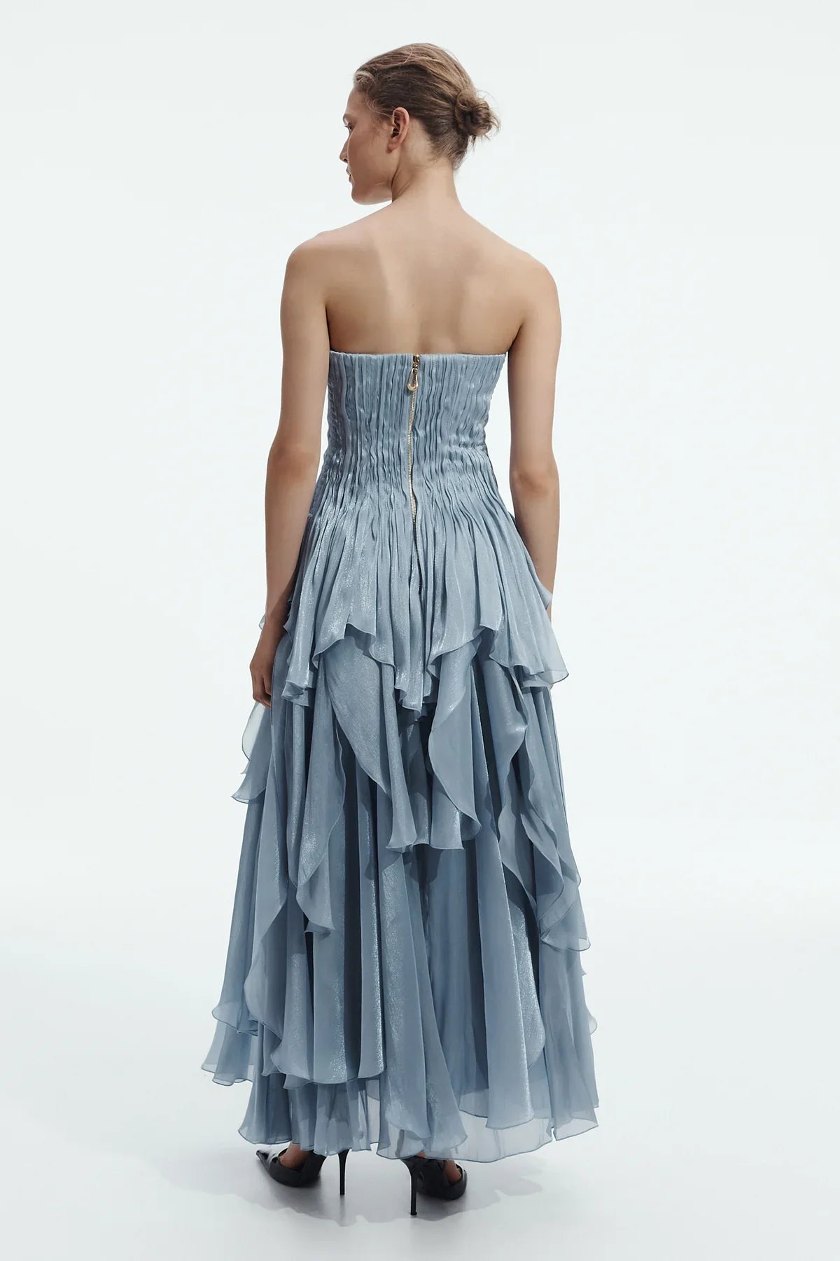 Aje Gleam Gown Metallic Blue dress hire
