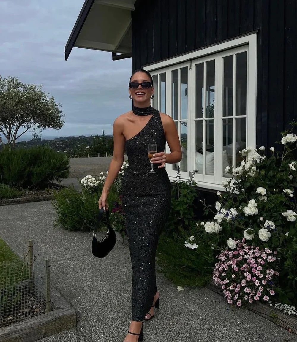 Asta Resort Jennifer Dress Charcoal Sequin