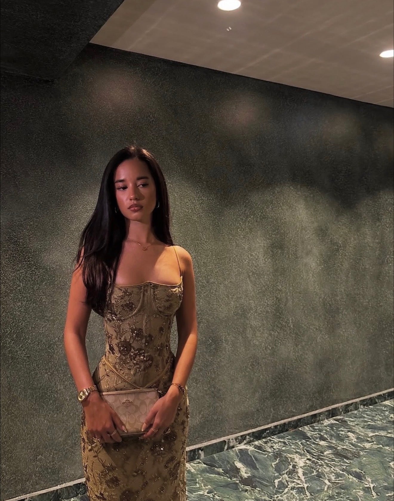 House Of CB Naima Hand Beaded Embellished Maxi Dress - Olive House Of CB