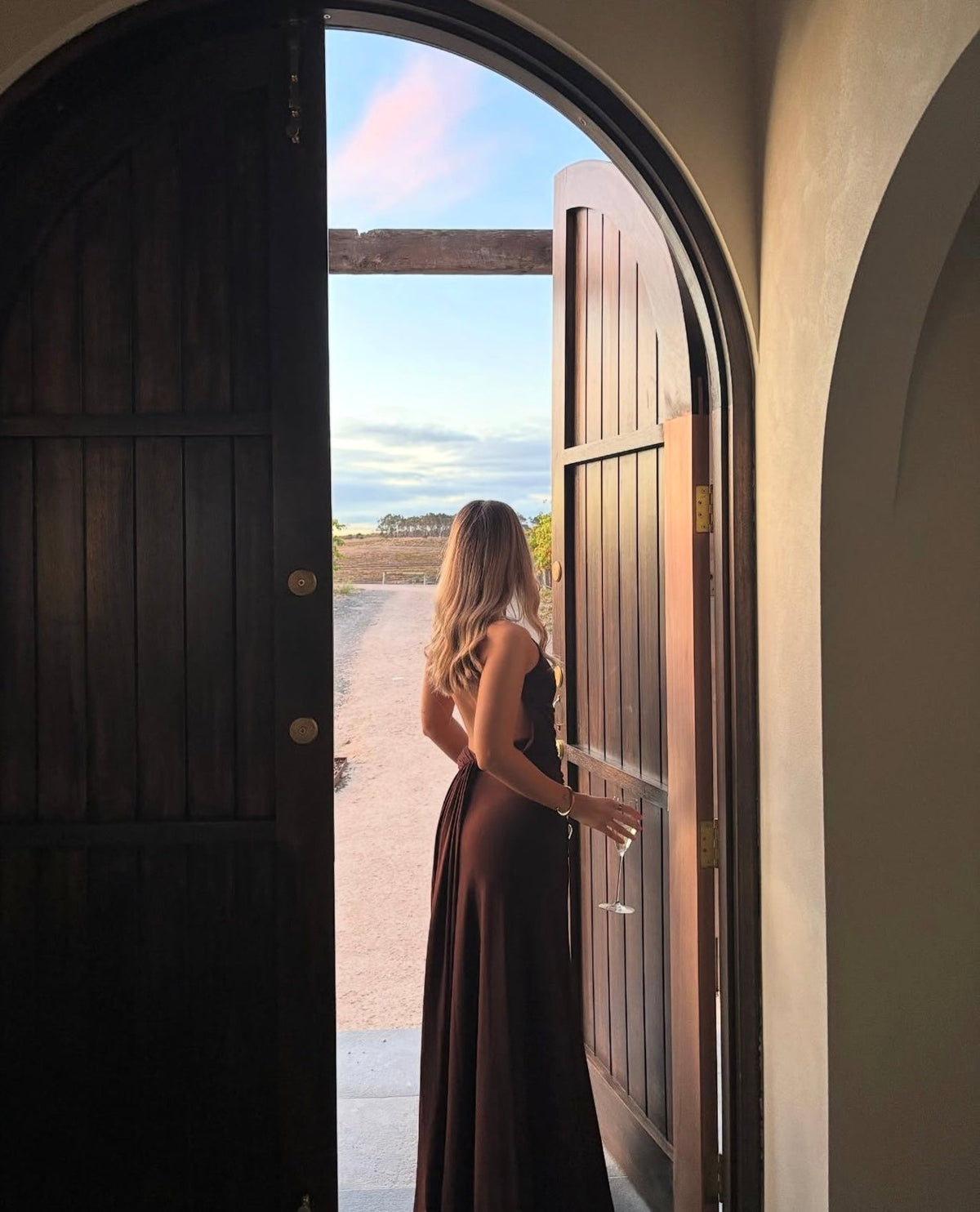 Ance Gria Gaia Gown hire – brown