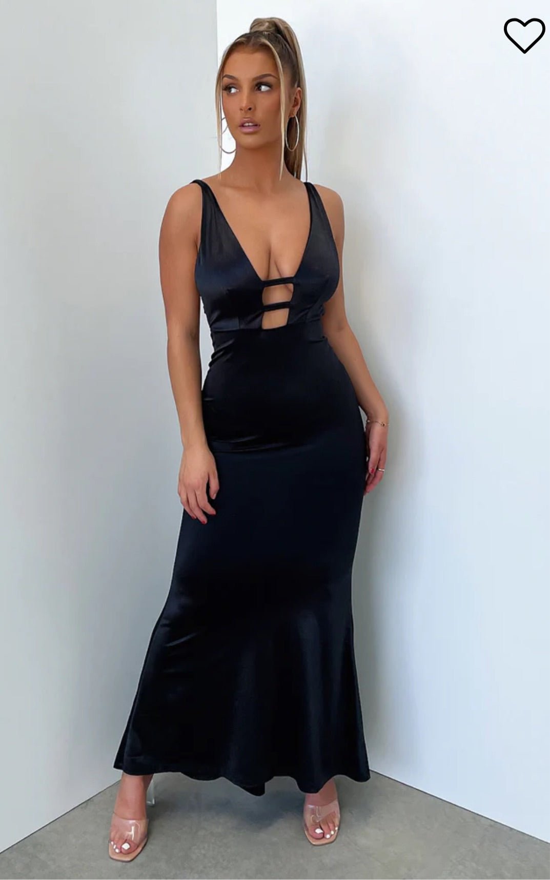 ASHTON Plunge Satin Gown - Black Loop Vault