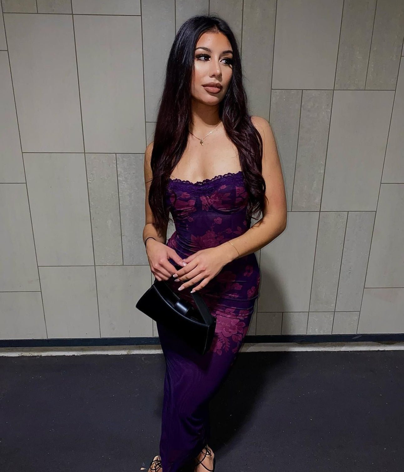 HOUSE OF CB Aiza Grape Floral Print Maxi Dress House Of CB
