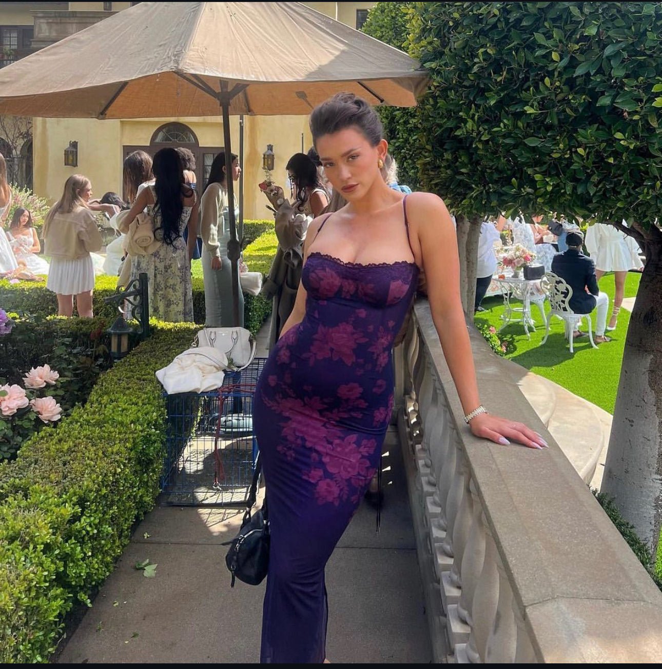 House Of CB Aiza Grape Floral Print Maxi Dress House Of CB