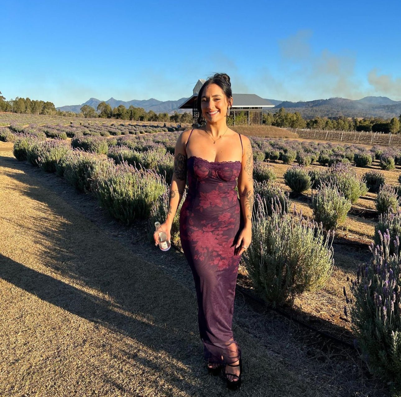 HOUSE OF CB Aiza Grape Floral Print Maxi Dress House Of CB