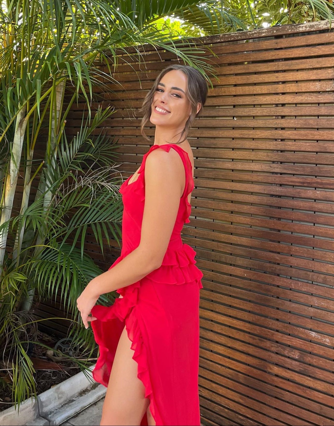 HOUSE OF CB Ariela Ruffle Maxi Dress - Red House Of CB