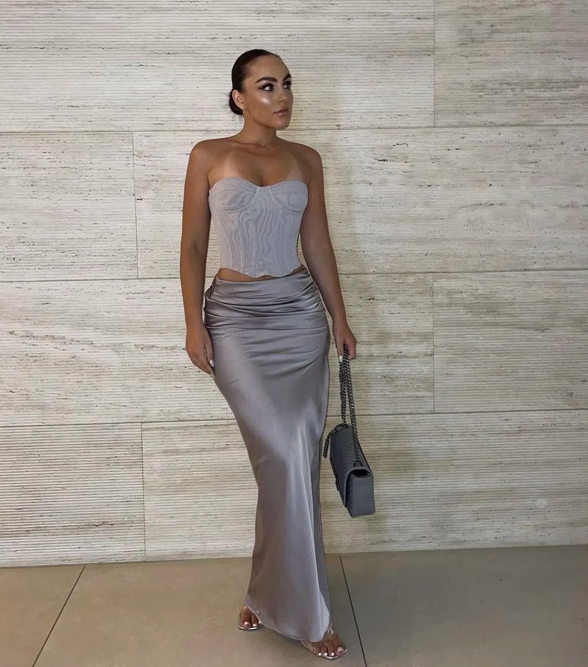 HOUSE OF CB Demi Corset Top and Jia Skirt Set - Grey House Of CB