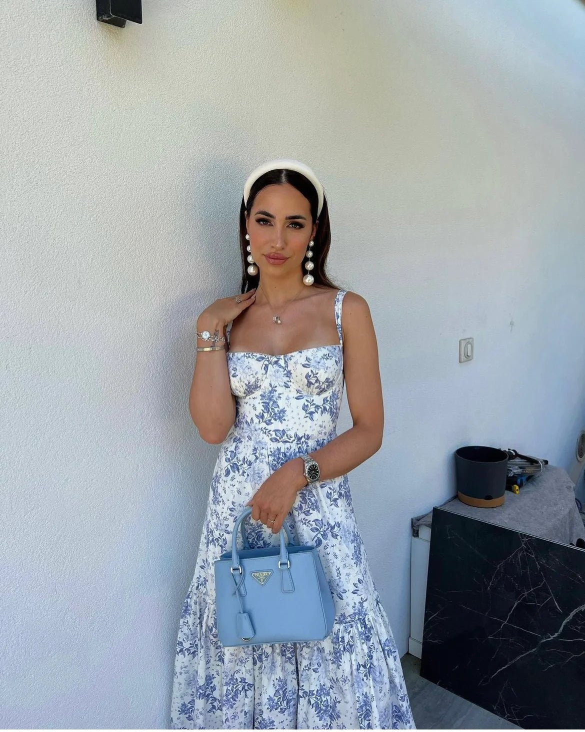 HOUSE OF CB Elia Blue Print Midi Sundress House Of CB