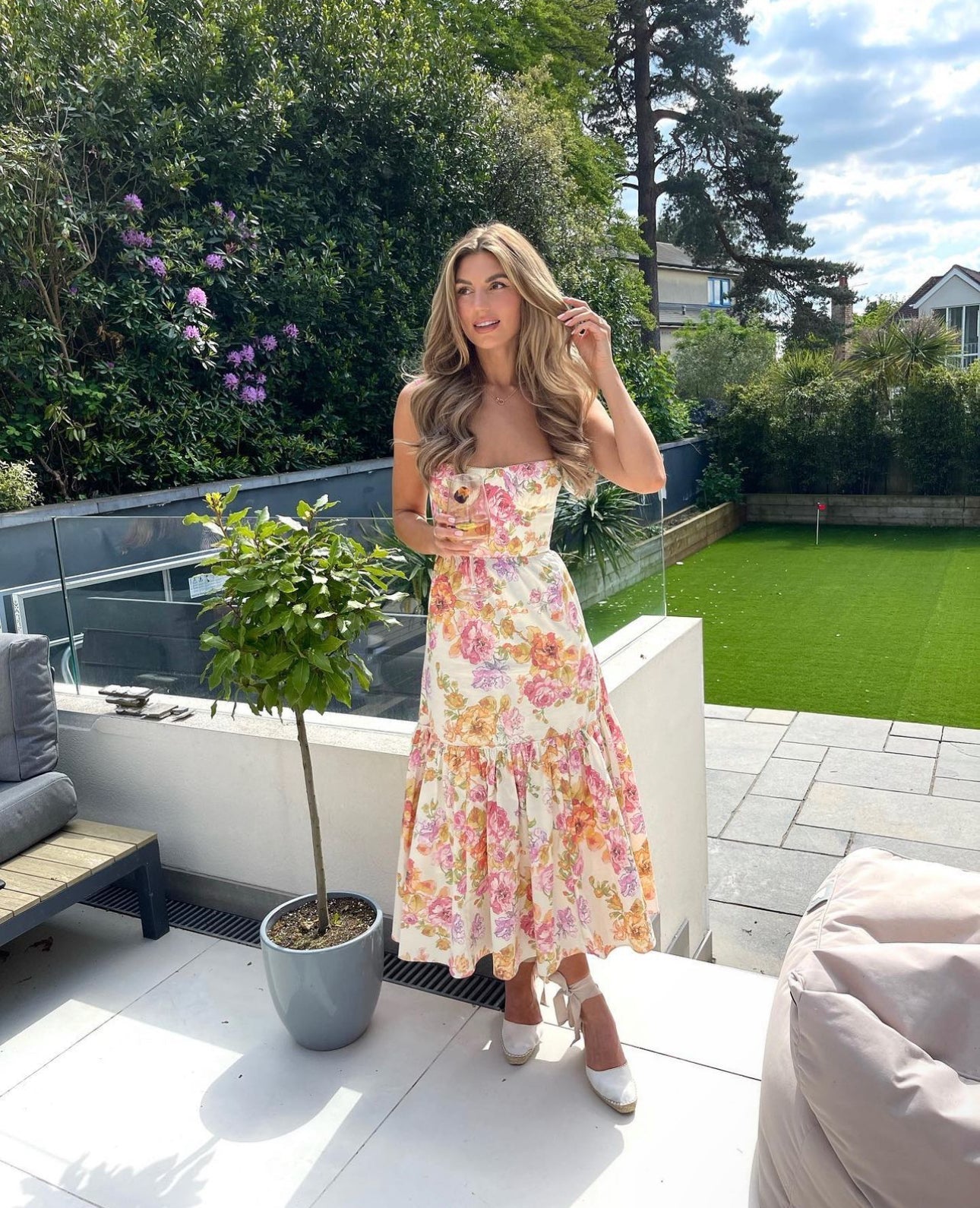 House Of CB Elia Ivory Floral Midi Sundress - Loop Hires House Of CB Elia Ivory Floral Midi Sundress - Loop Hires