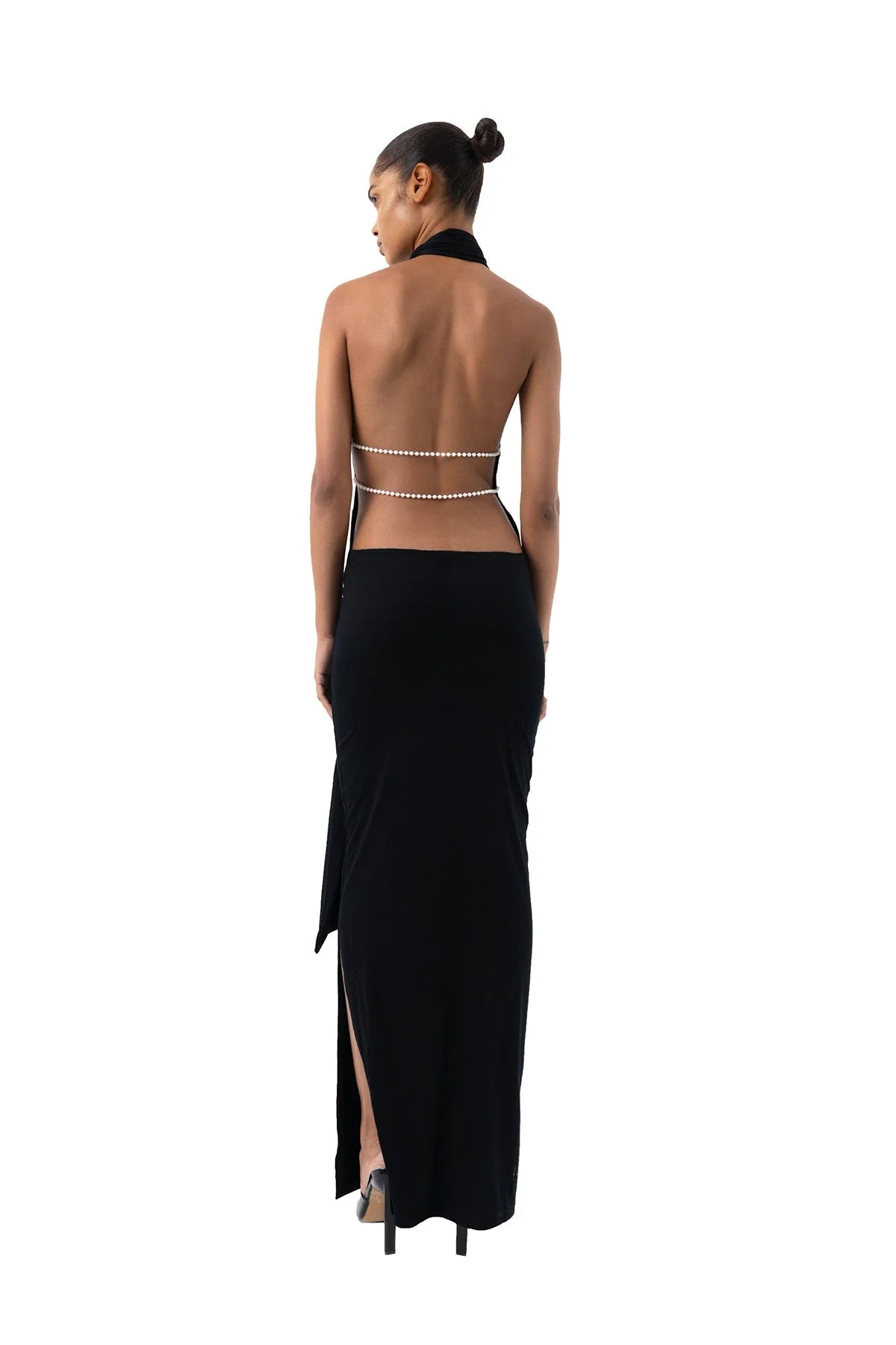 Khanum's Kara Scarf Maxi Dress hire – black