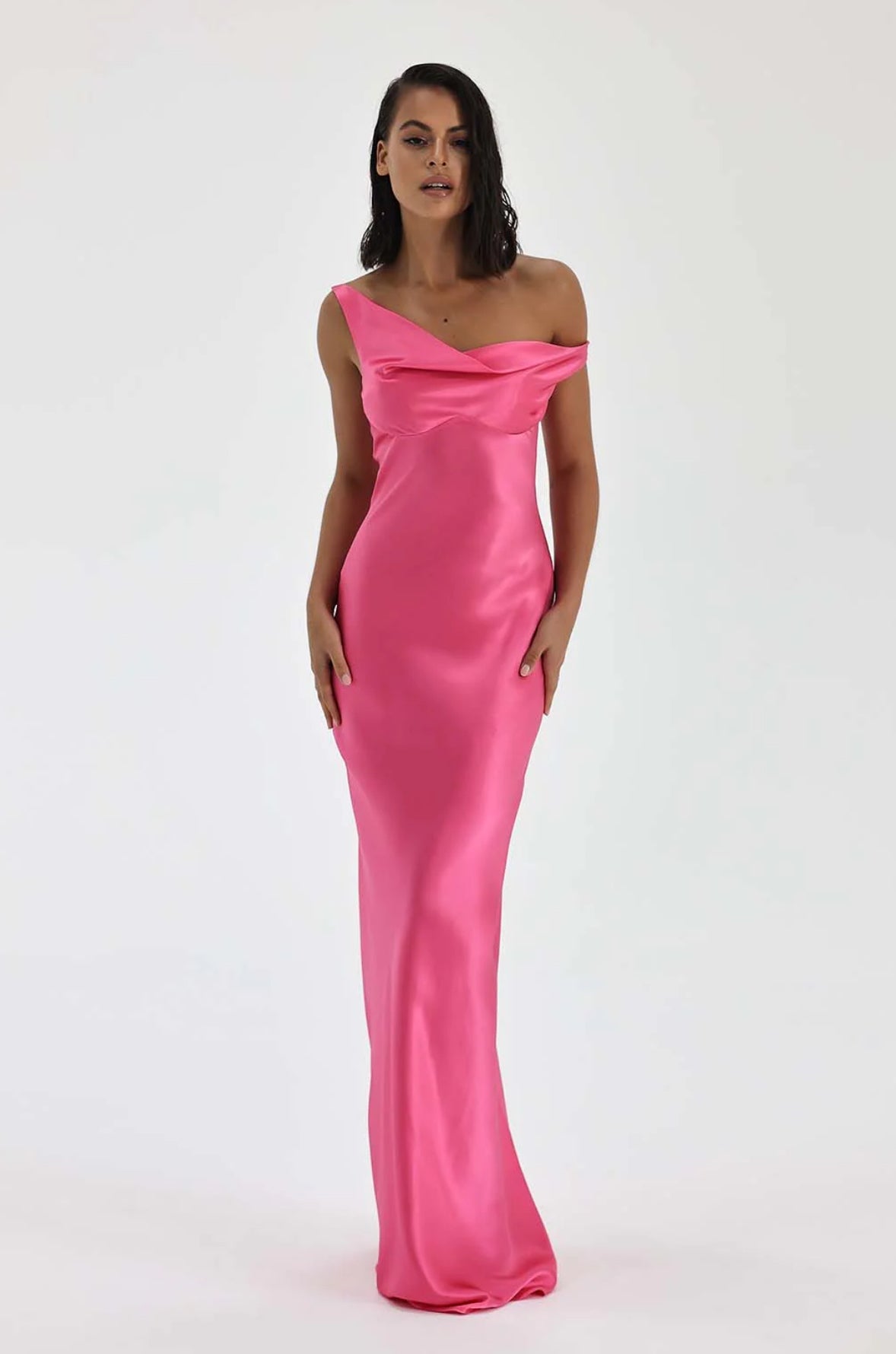 natalie rolt pink dress 'Monika' fuchsia satin gown MZ.RENTING natalie rolt pink dress Dahlia