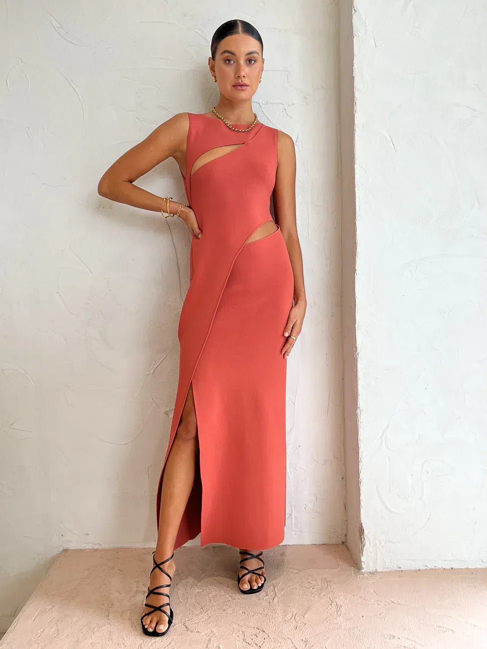 SIR THE LABEL Nadja Cut Out Maxi Dress - Coral Sir The Label