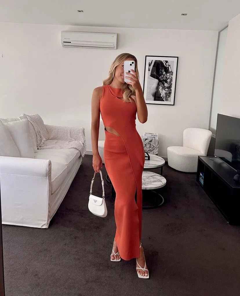SIR THE LABEL Nadja Cut Out Maxi Dress - Coral Sir The Label
