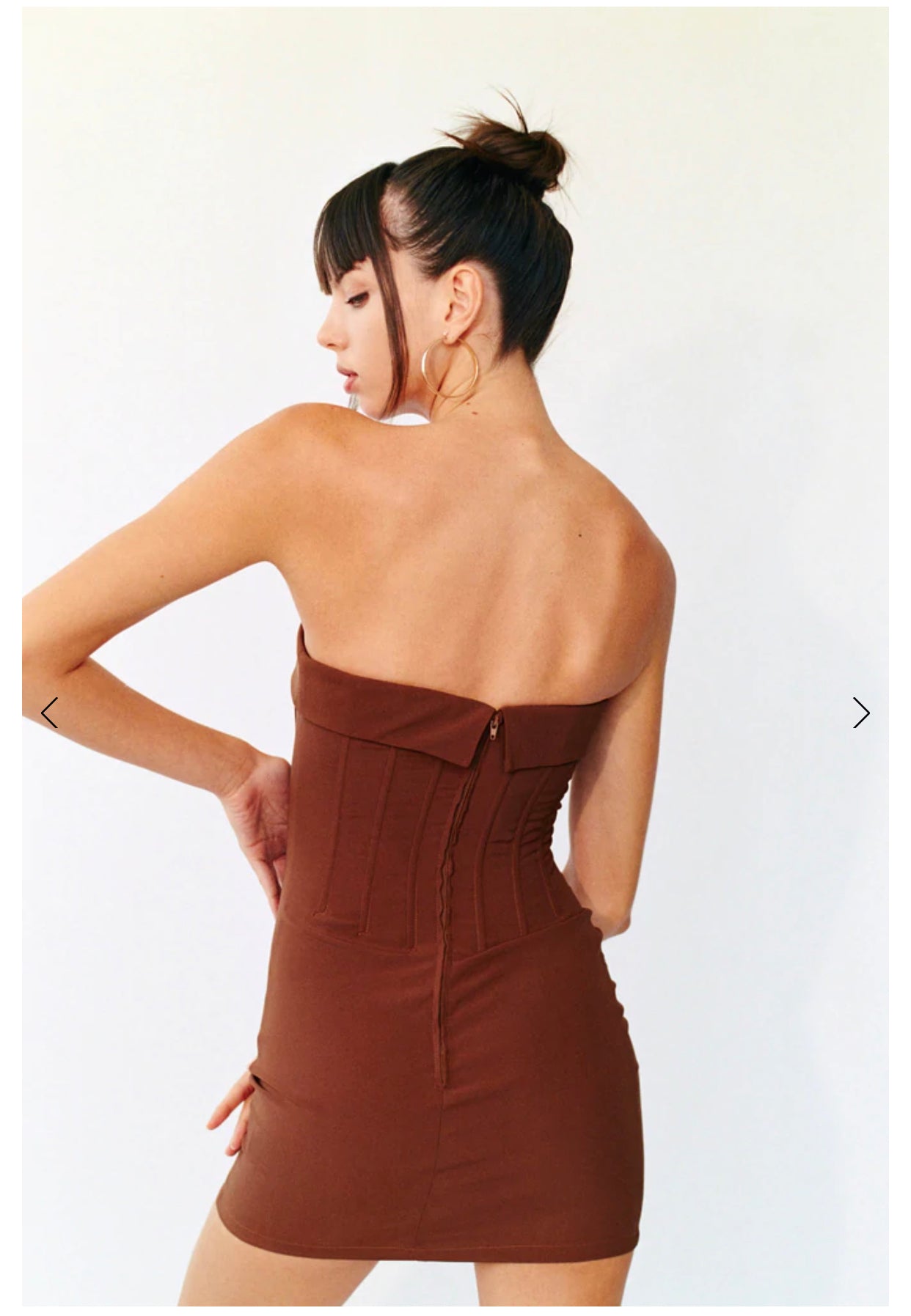 WITH JEAN Chloe Corset Dress - Brown With Jean