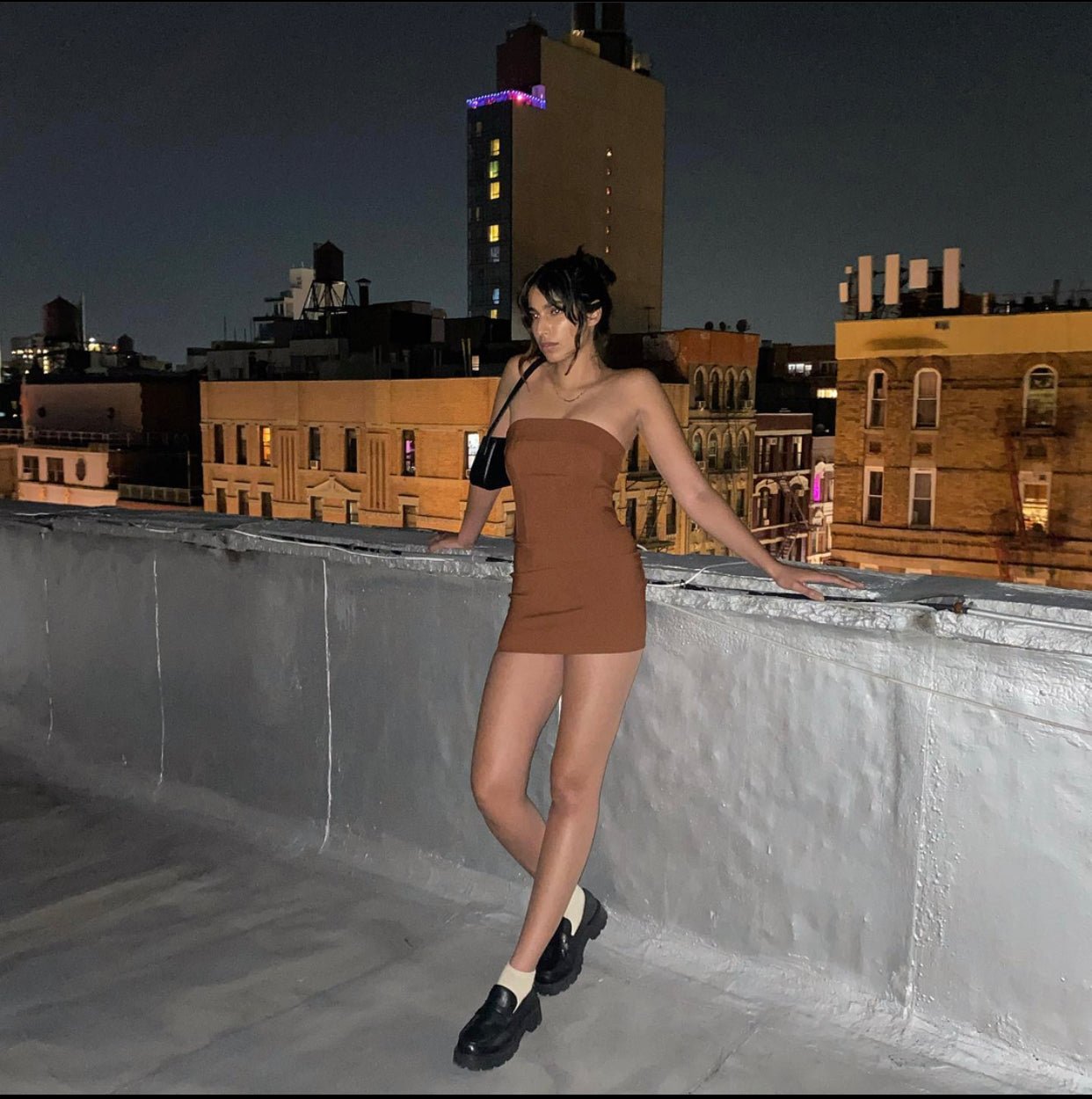 WITH JEAN Chloe Corset Dress - Brown With Jean