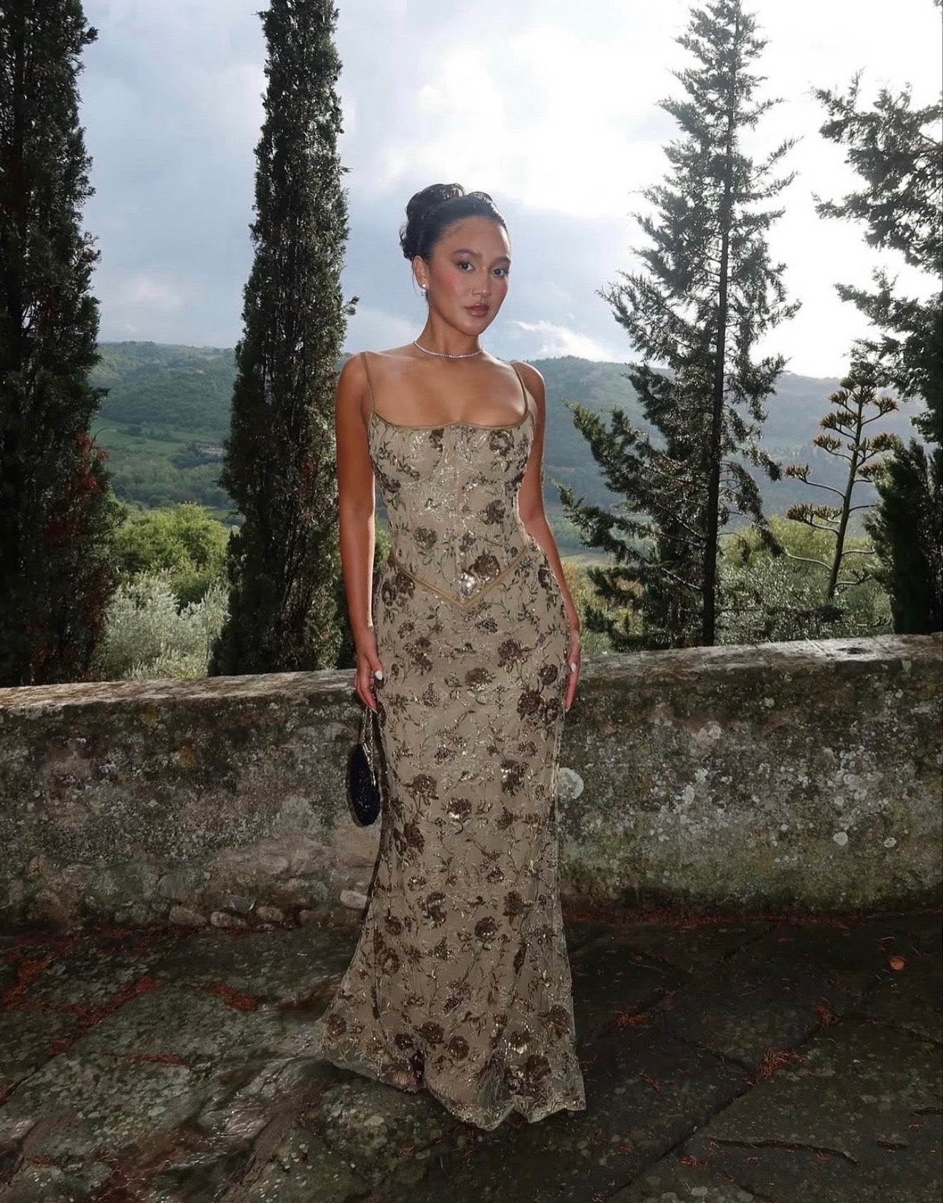 House Of CB Naima Hand Beaded Embellished Maxi Dress - Olive House Of CB