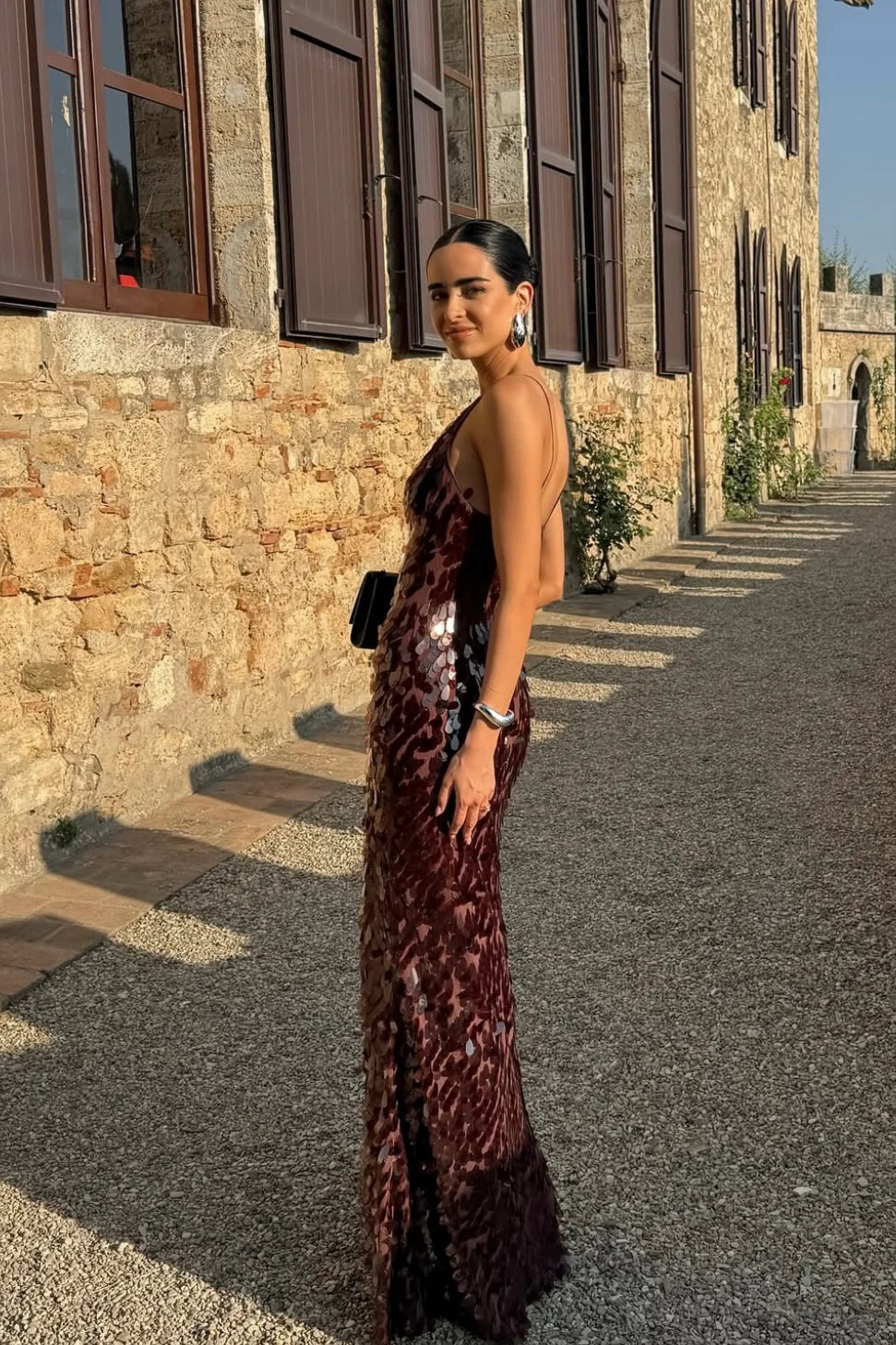 Misha Sapphire Sequin Maxi Dress Fig