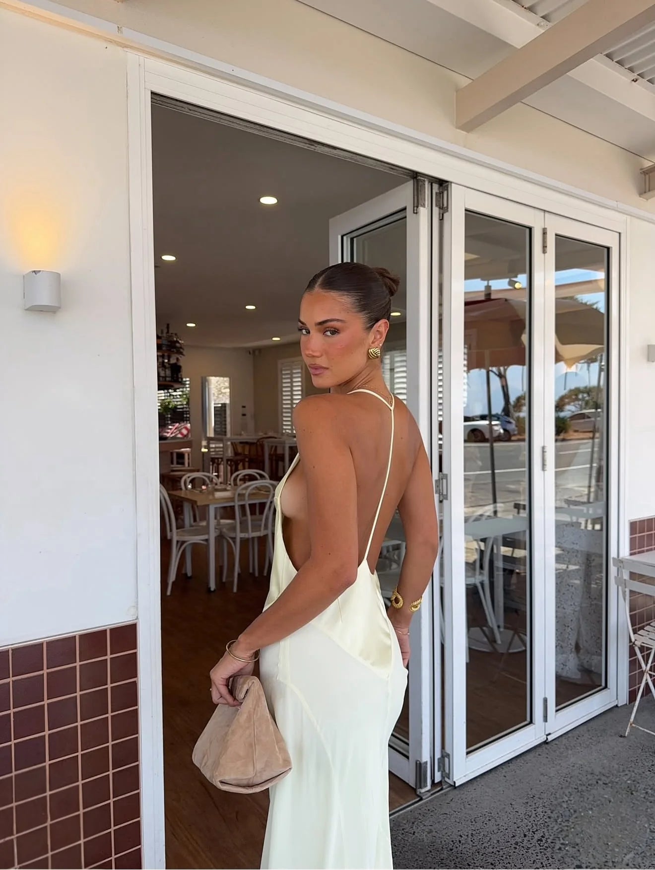 Sneaky Link Jaz Hand V-Neck Maxi Dress Butter hire