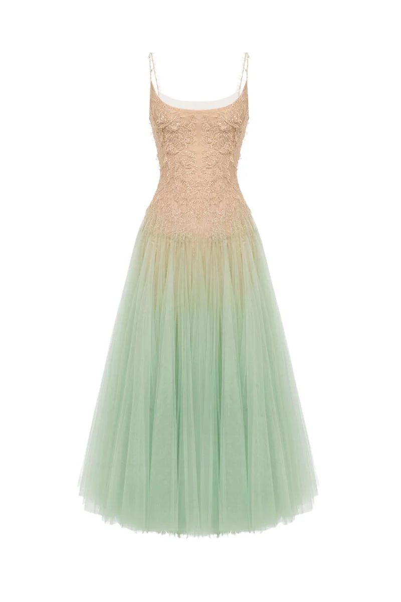 Montsand Mint Ombre Lace Midi Dress hire