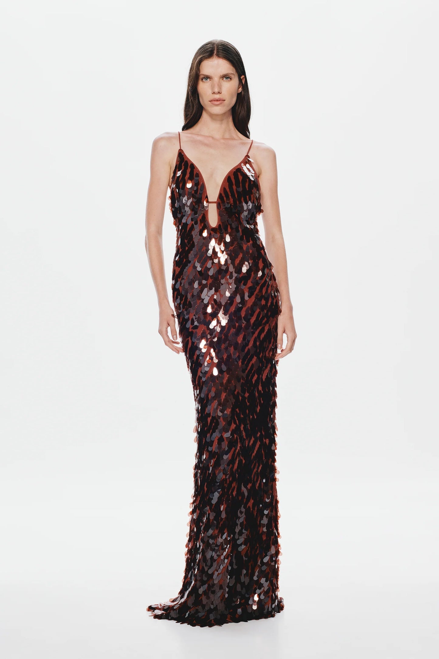 Misha Sapphire Sequin Maxi Dress Fig hire
