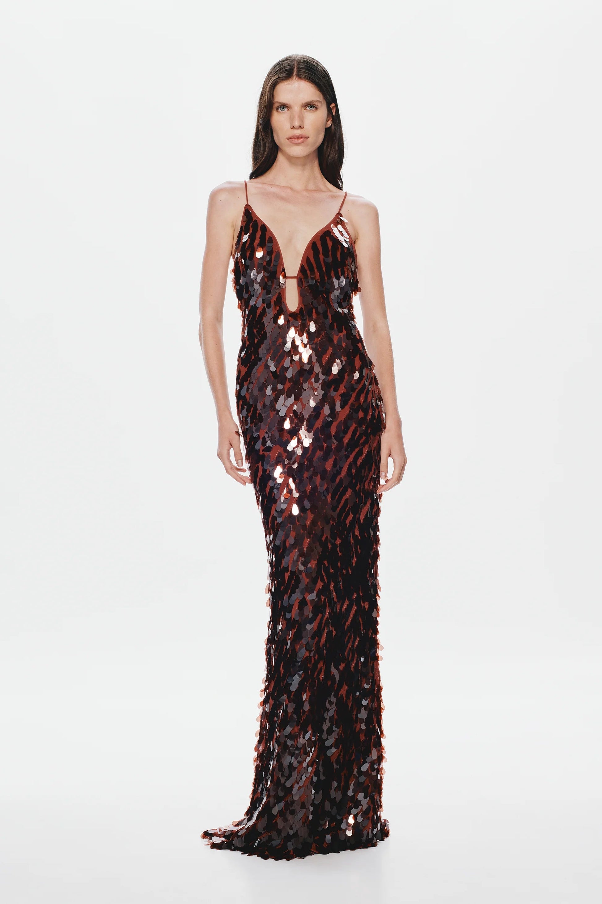 Misha Sapphire Sequin Maxi Dress Fig hire