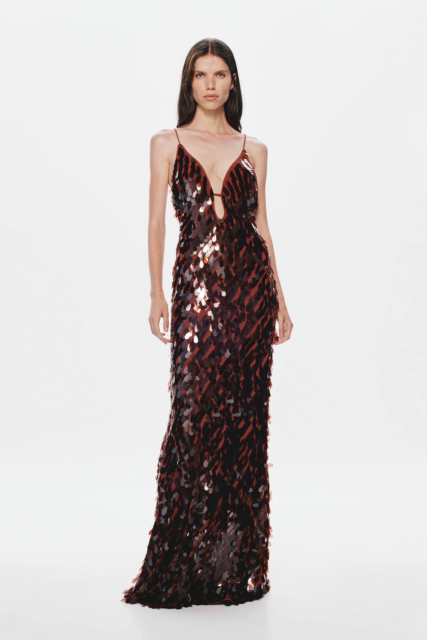 Misha Sapphire Sequin Maxi Dress Fig hire