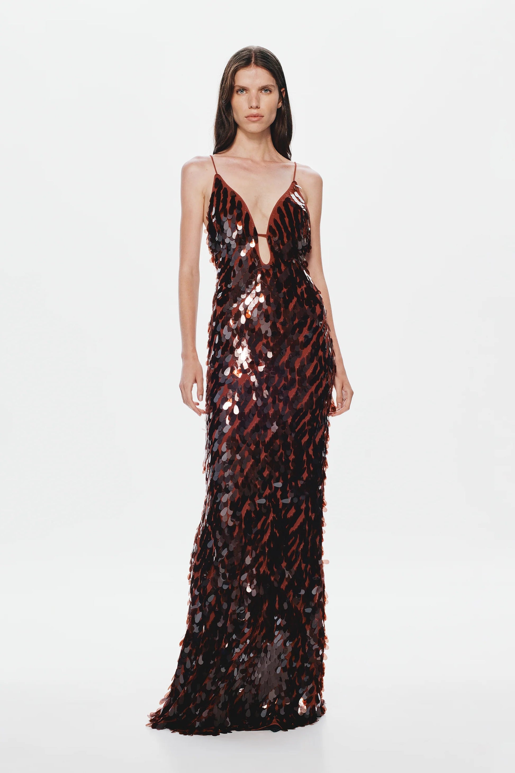 Misha Sapphire Sequin Maxi Dress Fig hire
