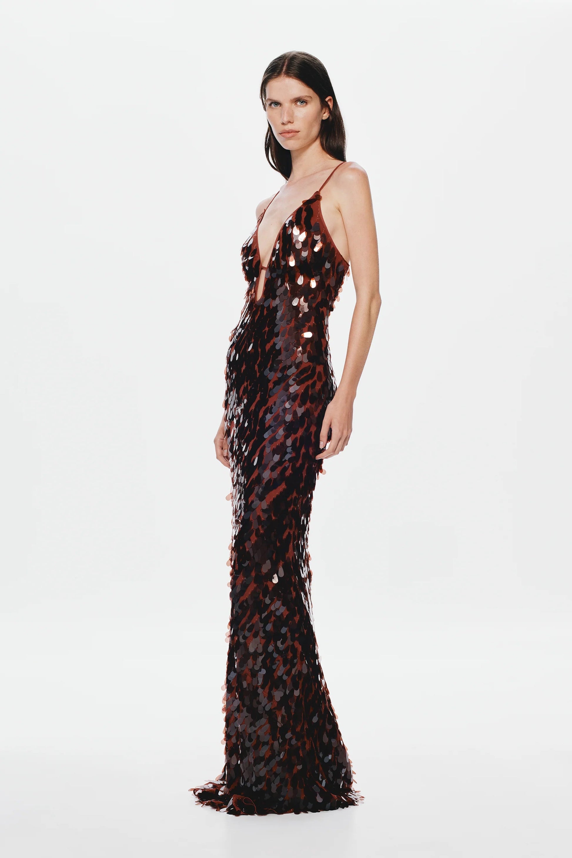 Misha Sapphire Sequin Maxi Dress Fig hire