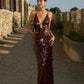 Misha Sapphire Sequin Maxi Dress Fig hire