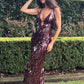 Misha Sapphire Sequin Maxi Dress Fig hire