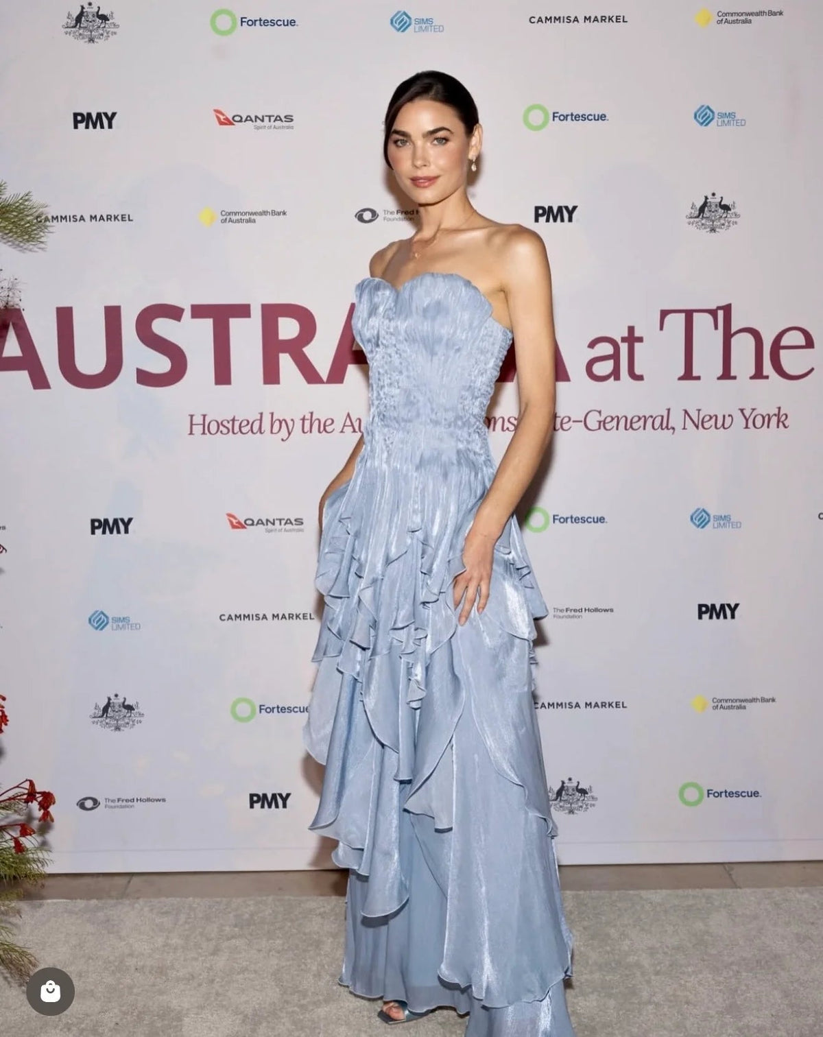 Aje Gleam Gown Metallic Blue dress hire