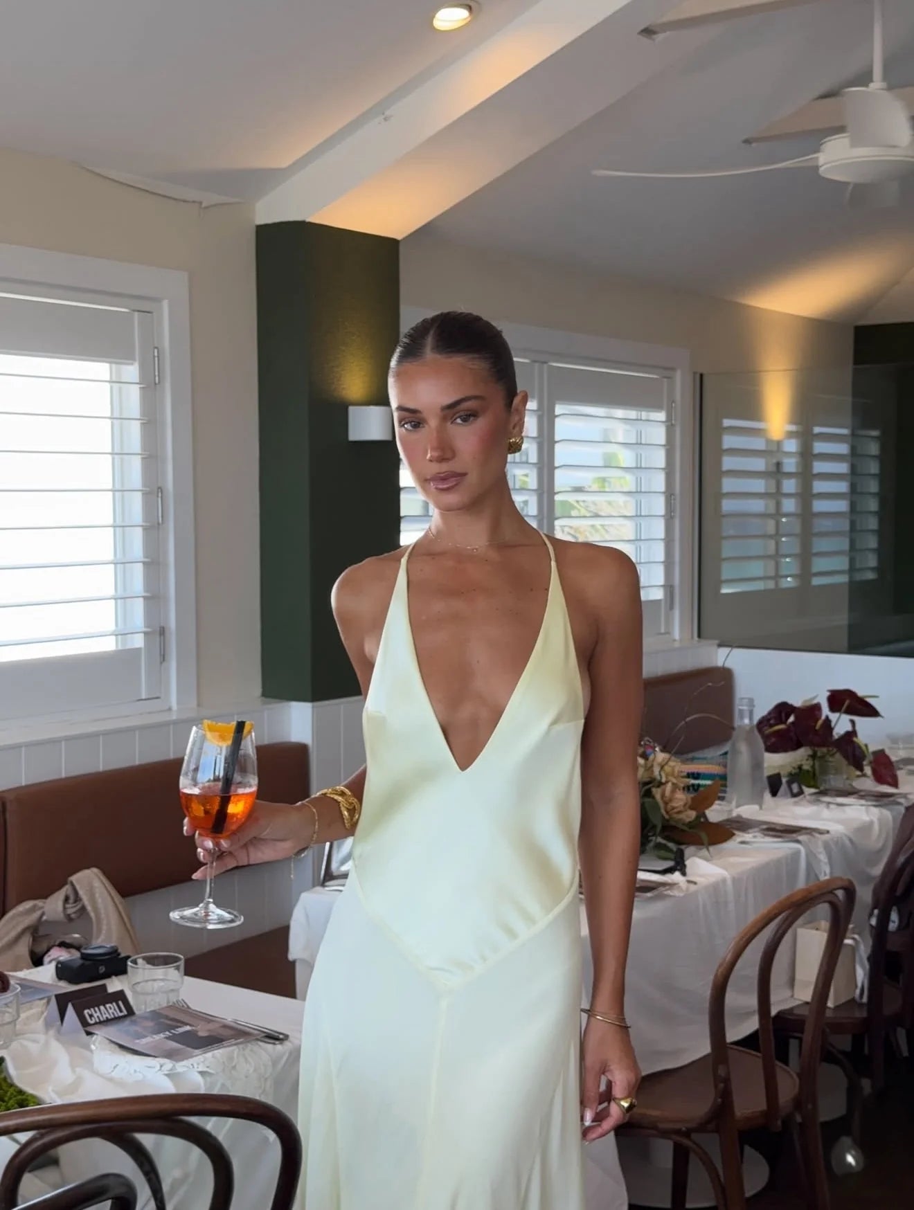 Sneaky Link Jaz Hand V-Neck Maxi Dress Butter hire