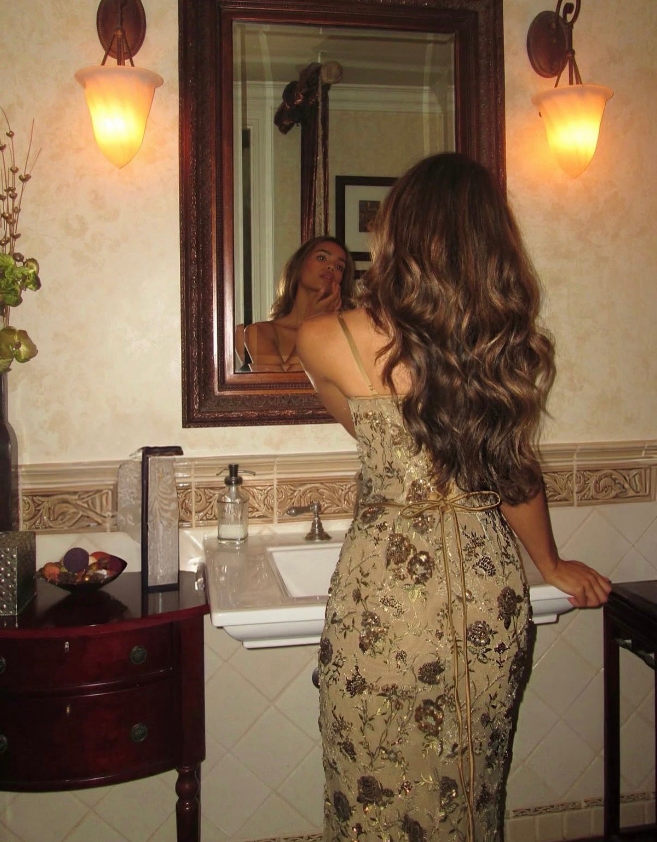 House Of CB Naima Hand Beaded Embellished Maxi Dress - Olive House Of CB