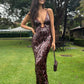 Misha Sapphire Sequin Maxi Dress Fig hire