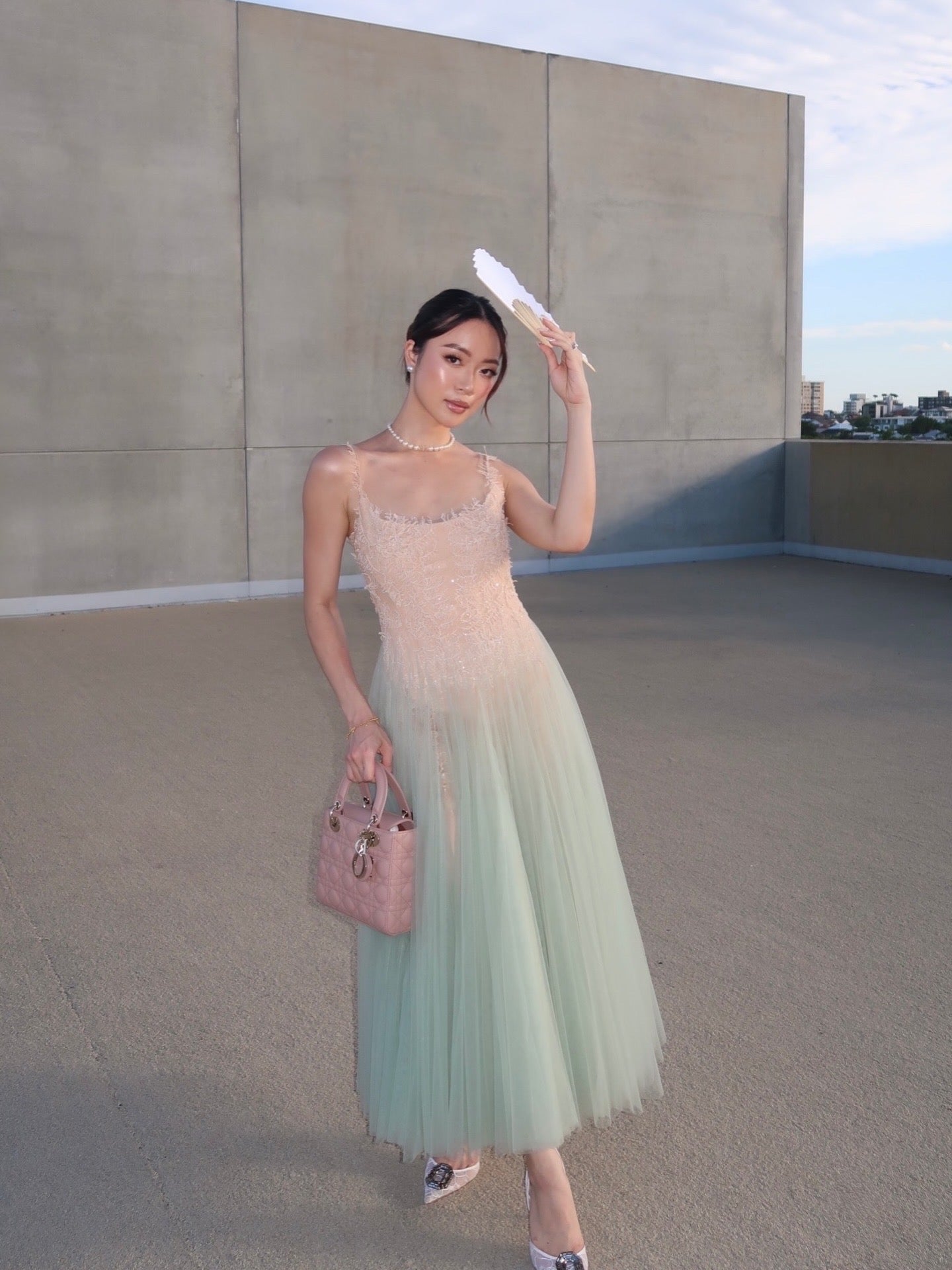 Montsand Mint Ombre Lace Midi Dress