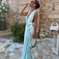 Misha The Harlow Satin Maxi Dress - Ice Blue Misha hire