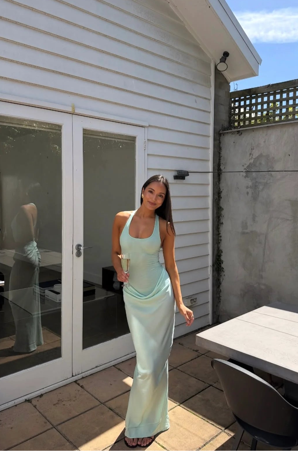 Benni Jade Maxi Dress Bleached Aqua hire