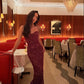 House Of CB Solaine Dress Cabernet red hire