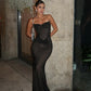 Miss Circle Fatima Black Crystal Sleeveless Corset Mermaid Maxi Dress Miss Circle