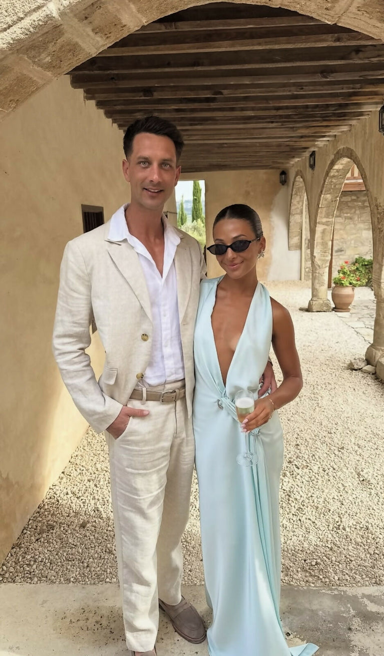 Misha The Harlow Satin Maxi Dress - Ice Blue Misha