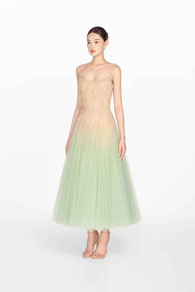 Montsand Mint Ombre Lace Midi Dress hire