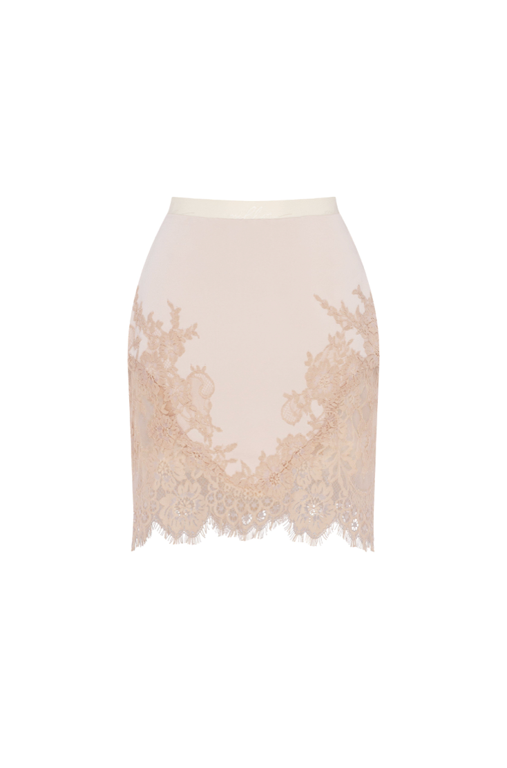 Milla Parisienne Lace Corset and Mini Skirt Set - Beige Milla