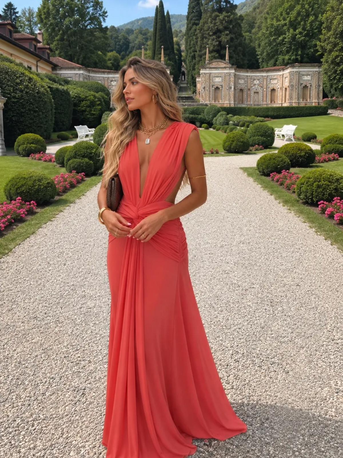 Abyss By Abby Yasmina Dress hire – coral
