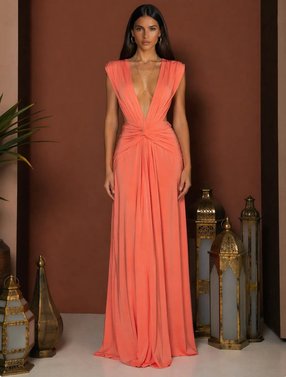 Abyss By Abby Yasmina Dress hire – coral
