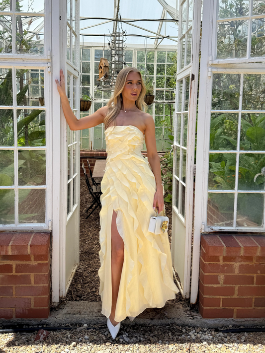 Aje Allairie Gown hire – butter yellow