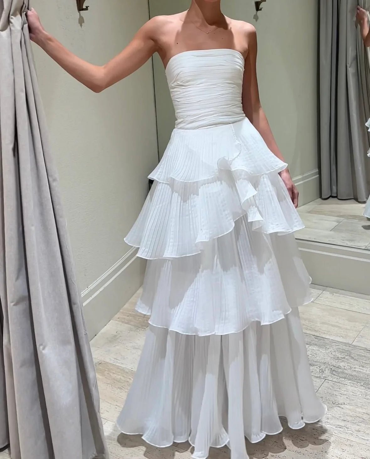 Aje Sunbeam Bustier and Cosmos Tiered Skirt Set hire – white