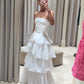Aje Sunbeam Bustier and Cosmos Tiered Skirt Set hire – white
