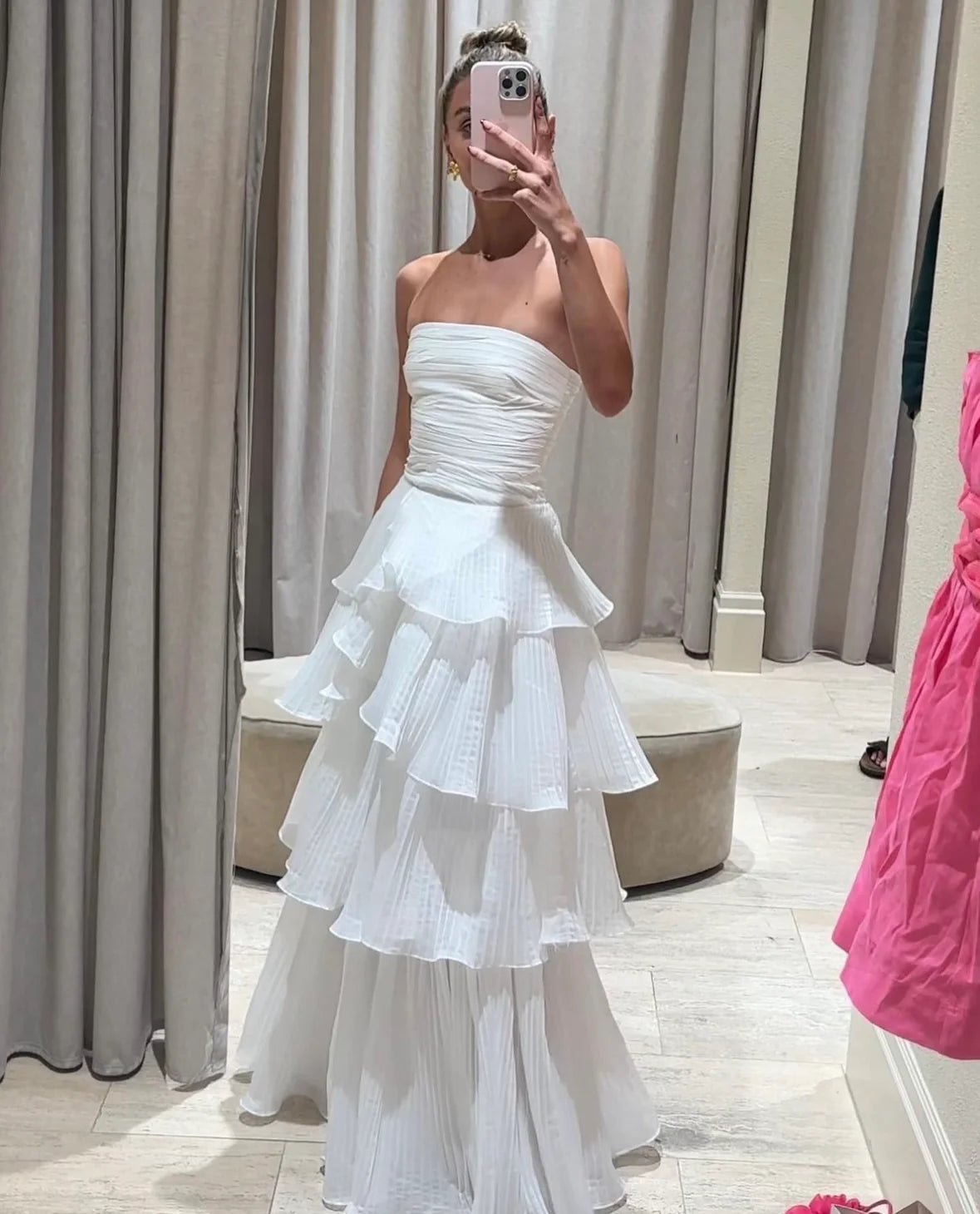 Aje Sunbeam Bustier and Cosmos Tiered Skirt Set hire – white