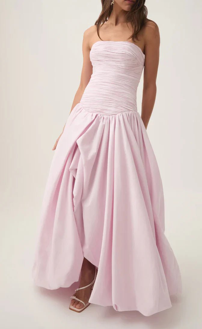 Aje Violette Bubble Hem Maxi Dress hire – pastel pink