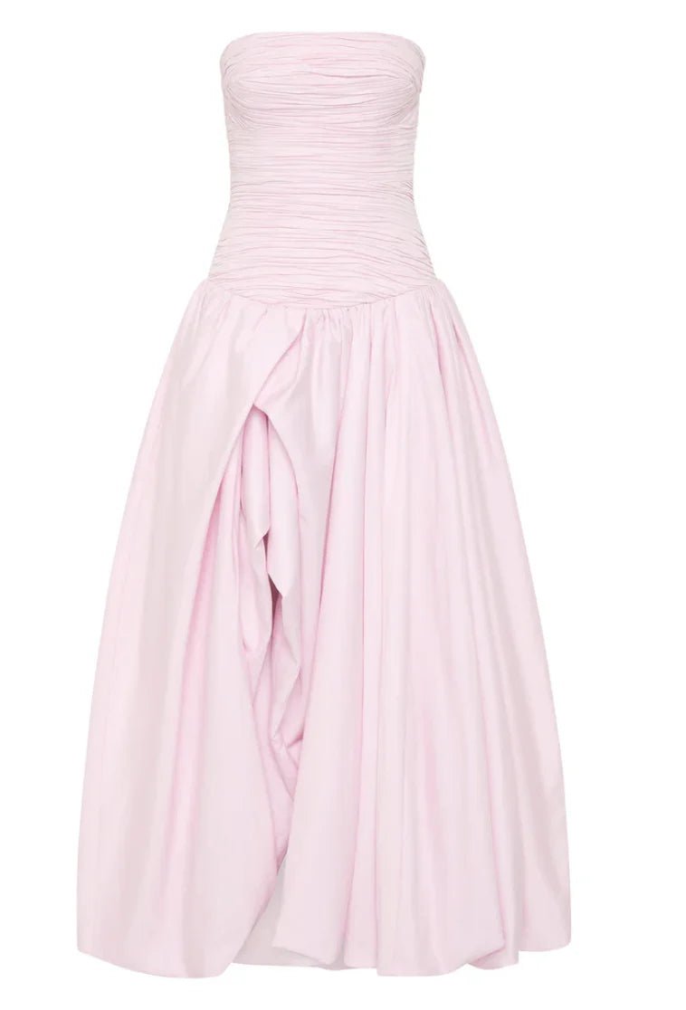 Aje Violette Bubble Hem Maxi Dress hire – pastel pink