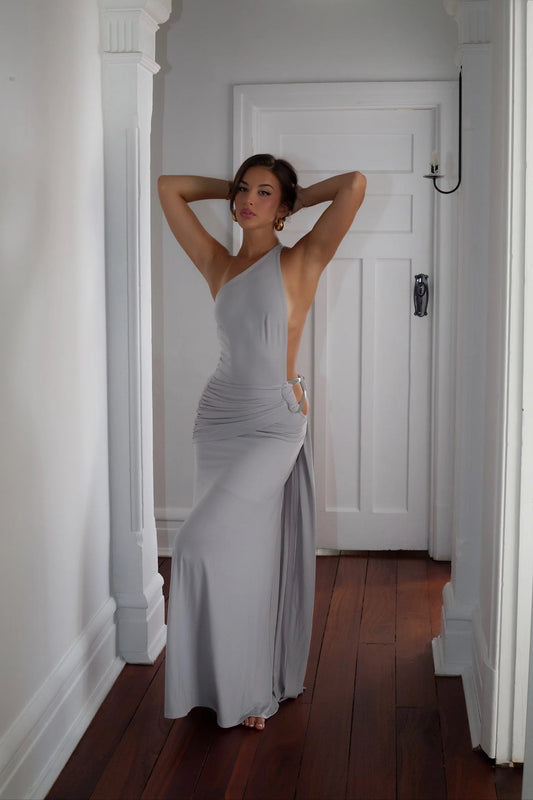 Ance Gria Gaia Gown hire – silver blue